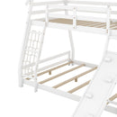 Twin Over Queen House Bunk Bed With Climbing Nets And Climbing Ramp by Unique Piece Furniture