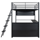 Loft Bed With LED Desk And 4 Storage Shelves