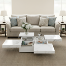 Square Marble Veneer Coffee Table with Sliding Top