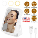 10X Magnifying Lighted Makeup Mirror Double Sided Travel Makeup Mirror with 3 Light Colors Touch Screen USB Rechargeable