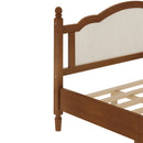 King Size Wooden Platform Bed with Rattan Headboard