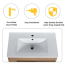 Modern Wall Mounted Bathroom Vanity With Sink And Storage Rack Soft Close Doors Plywood - Imitative Oak by Unique Piece Furniture