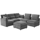 Modern Modular U-Shaped Sofa Bed With Movable Ottoman, USB Ports, Phone Holder by HouseOfZazla