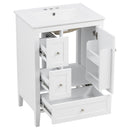 Modern Bathroom Vanity With Sink, Soft Close Drawers & Door, Storage Rack