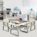 Kids Table and 2 Chairs Set with Storage Shelf-White by LJGDeals