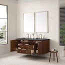 James Martin Amberly 60" Dual Mount Double Bathroom Vanity, Mid-Century Walnut