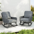 Contemporary Minimalist Wicker Rocking Chair With Soft Cushions And Durable Wooden Frame