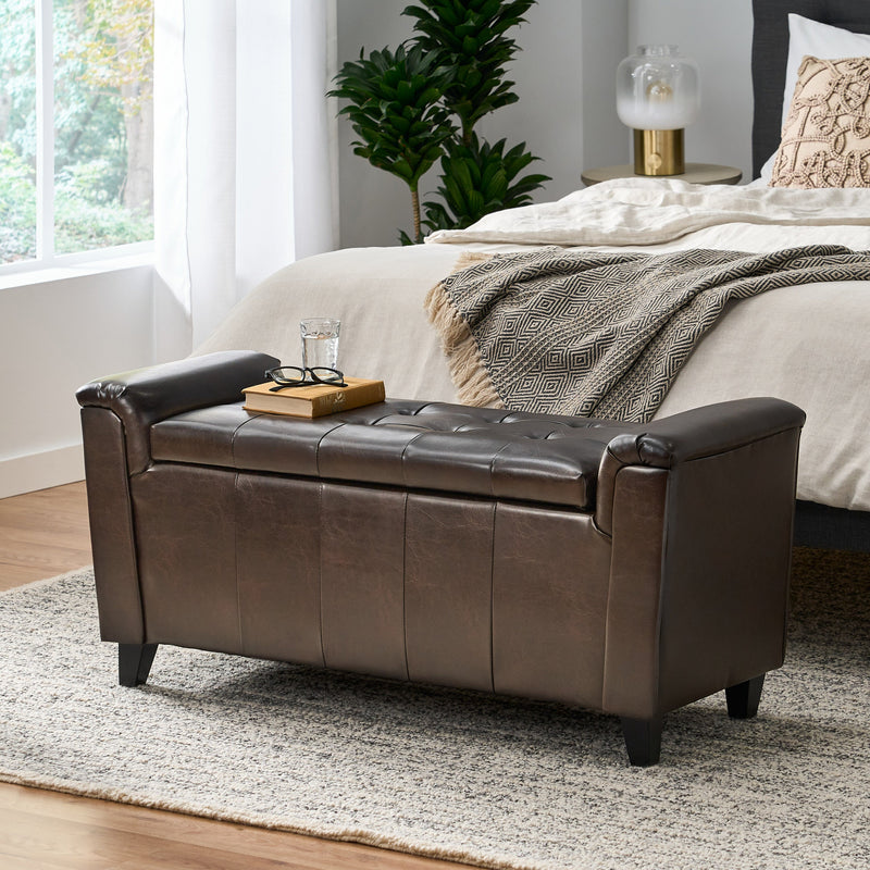 ALDEN ARMED STORAGE BENCH