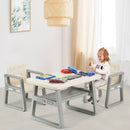 Kids Table and 2 Chairs Set with Storage Shelf-White by DirectDeals