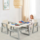 Kids Table and 2 Chairs Set with Storage Shelf-White by LJGDeals