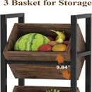 3 Tier Basket Stand With Angled Baskets, Vertical Storage Tower For Kitchen - Black by HouseOfZazla