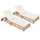 Outdoor Lounge Chair With 5 Position Backrest With Cushion And Wheels
