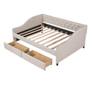 Upholstered Daybed With Two Drawers, Wood Slat Support by HouseOfZazla