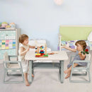 Kids Table and 2 Chairs Set with Storage Shelf-White by LJGDeals