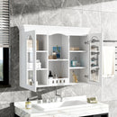 Wall-Mounted Medicine Cabinet With 2 Glass Doors, Adjustable Shelves - White