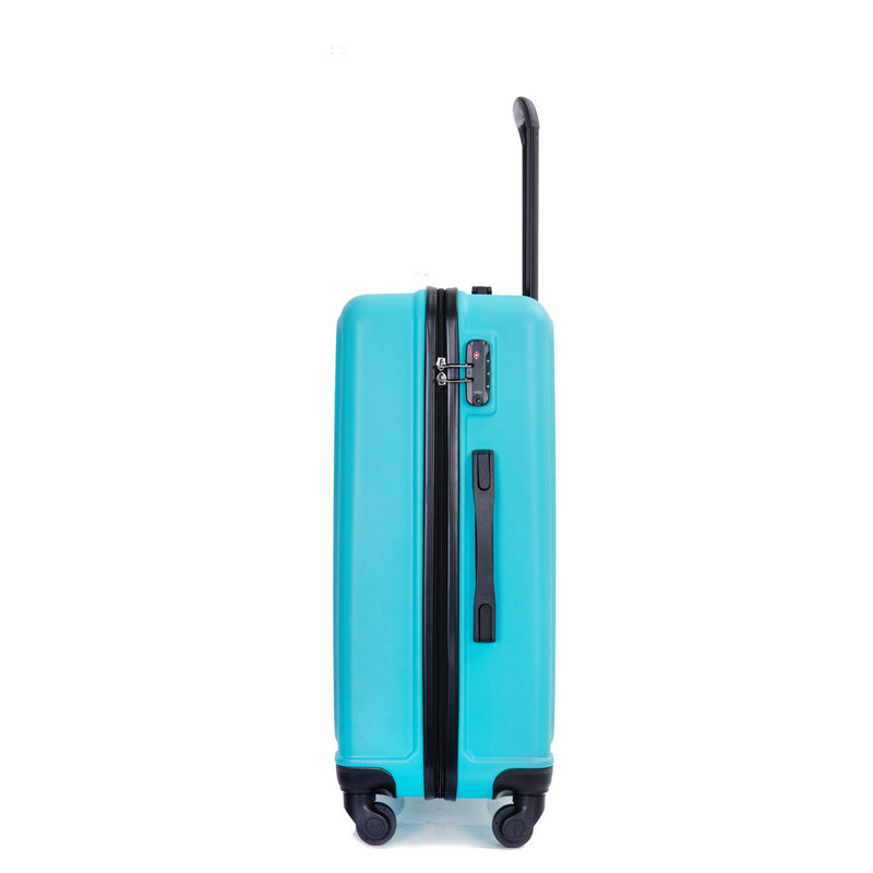 3 Piece Luggage Sets ABS Lightweight Suitcase with Two Hooks, Spinner Wheels, TSA Lock, (20/24/28) Turquoise
