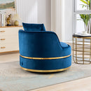 360 Degree Swivel Accent Chair Velvet Modern Upholstered Barrel Chair Over-Sized Soft Chair with Seat Cushion for Living Room, Bedroom, Office, Apartment, Blue