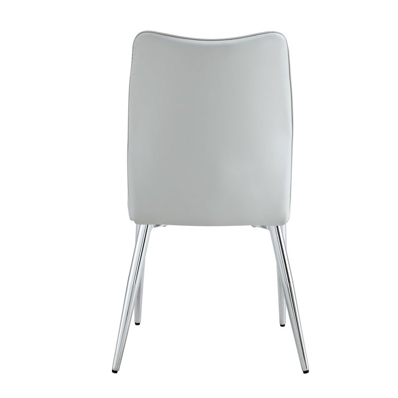 6 light gray dining chairs. Modern chairs from the Middle Ages. Made of PU material cushion and silver metal legs. Suitable for restaurants and living rooms