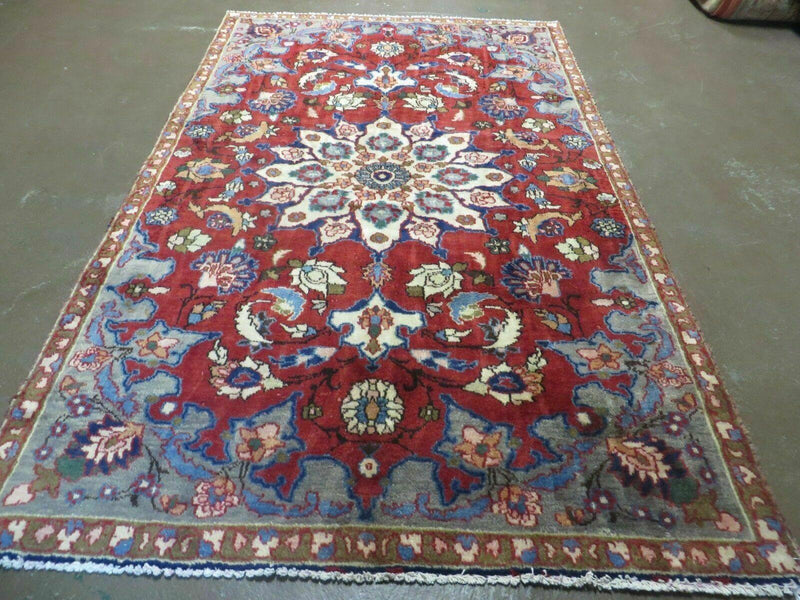 4' X 6' Antique Handmade India Floral Oriental Wool Rug Vegetable Dyes