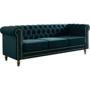 Chesterfield Velvet Sofa 84.65 inch for Living Room GREEN Color