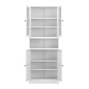 Metal Kitchen Pantry Cabinet Tall Storage With Adjustable Shelves, Heavy Duty Stainless Steel Frame - White