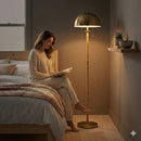 Allure - 2 Light Floor Lamp, Gold, Natural Tube, Double On / Off Pull Chain - Gold / Rattan by HouseOfZazla