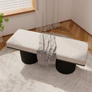 Upholstered Bench With Black Chunky Legs Boucle Contemporary Style Bed-End Bench For Bedroom Living Room - Light Gray by HouseOfZazla