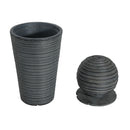 31.5" Tall Striped Column Fountain With LED Light Design For Outdoor Spaces - Gray