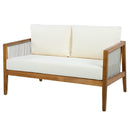 Outdoor 4-Piece Sofa Set, Acacia Wood Frame with Rope Detail, Water-Repellent by HouseOfZazla