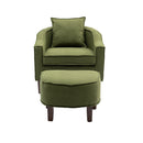 Accent Chair with Ottoman, Mid Century Modern Barrel Chair Upholstered Club Tub Round Arms Chair for Living Room