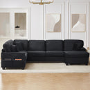 Upholstered U-Shaped Sectional Sofa With Movable Ottoman And Side Storage Pockets by Unique Piece Furniture