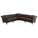 Man cave Sofa Couch for garage, Living Room, L Shaped Reversible Modern Chesterfield Sofa with Rolled Arms and Nailhead, 5 Seat Tufted Couch for Small or Large Space(Dark Brown) PU Leather