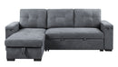 Toby - Woven Fabric Reversible Sleeper Sectional Sofa With Storage Chaise Cup Holder Charging Ports And Pockets by HouseOfZazla