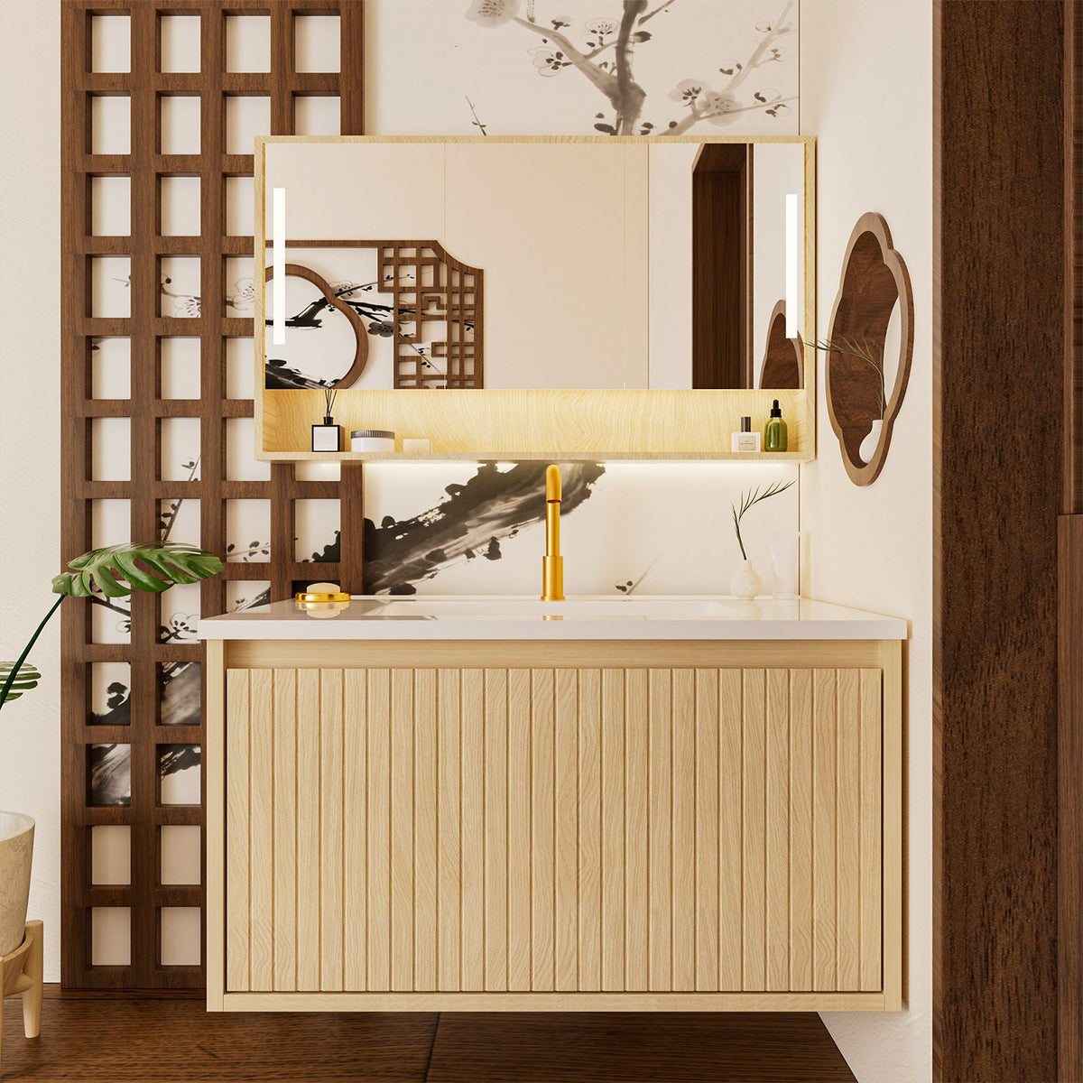 Wall Mounted Floating Bathroom Vanity With Sink And Drawers, photo 30 of 40