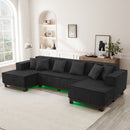 U-Shaped Sectional Sofa With RGB LED Light Strip And 6 Pillows by HouseOfZazla