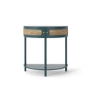 Boho Rattan Semi Circle End Table With Sliding Rattan Door, Storage And Bottom Shelf by HouseOfZazla