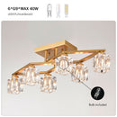 6 Light Crystal Ceiling Light For Dining Room, Modern Ceiling Lamp With Light Fixture For Entryway, Lobby, Kitchen, Bedroom, Living Room, Conference Room, (6*G9 Bulbs Included) by HouseOfZazla