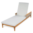 Solid Acacia Wood Sun Lounger with Grey Cushions and Light Grey Wicker