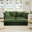 Slipcovered Sofa 2 Seater Sofa with 2 Ottomans