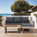 Walker Edison | Wicker Weather Proof 3 Piece Patio Sectional Chat Set
