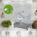 4-Tier 32" Small Animal Metal Cage Height Adjustable with Lockable Casters Grilles Pull-out Tray for Rabbit Chinchilla Ferret Bunny Guinea Pig Squirrel Hedgehog (GREY)