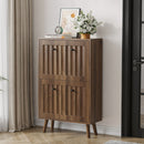 Shoe Cabinet, Upright Storage Unit - Walnut by HouseOfZazla