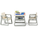 Kids Table and 2 Chairs Set with Storage Shelf-White by DirectDeals
