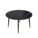 Modern Artificial Stone Round Dining Table With Metal Legs, Can Accommodate 6 People - Black by Unique Piece Furniture