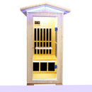 Single Person Spruce Far Infrared Sauna With Ambient Lighting And Bluetooth Music - Natural by HouseOfZazla