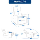 Heat Massage Manual Recliner Chair with Rocker and Swivel in Fabric for Living Room, Khaki