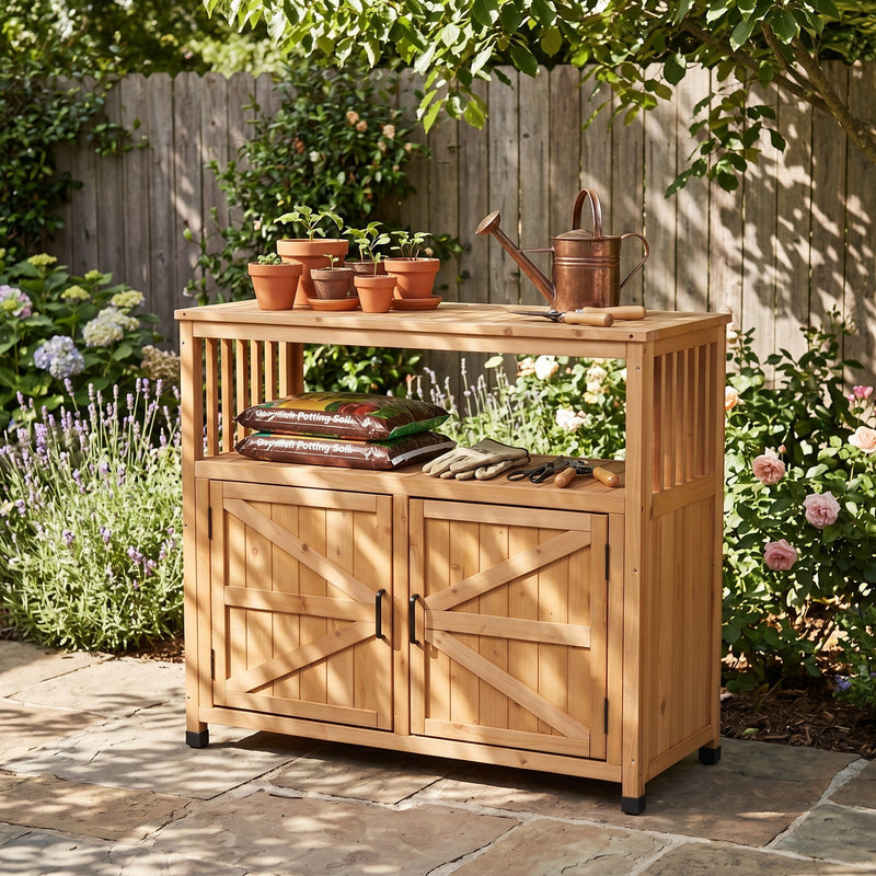 Wooden Patio Bar Table Set with Storage, photo 8 of 10