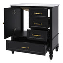 30" Bathroom Vanity With Sink, 3 Drawers, Adjustable Feet by HouseOfZazla