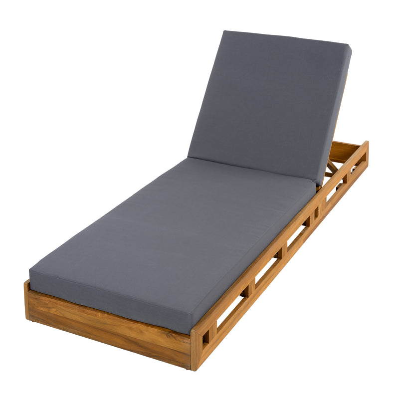 Lounge Chaise Set - Acacia Wood with Water-Resistant Cushions, photo 9 of 10