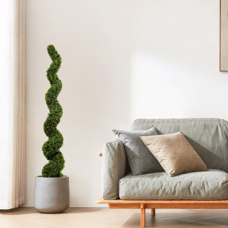 Outdoor uv resistant plastic boxwood topiary bonsai artificial spiral tree plant 180cm 2pcs/set